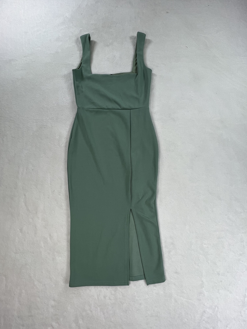 Nasty Gal Sage Green Square Neck Midi Dress